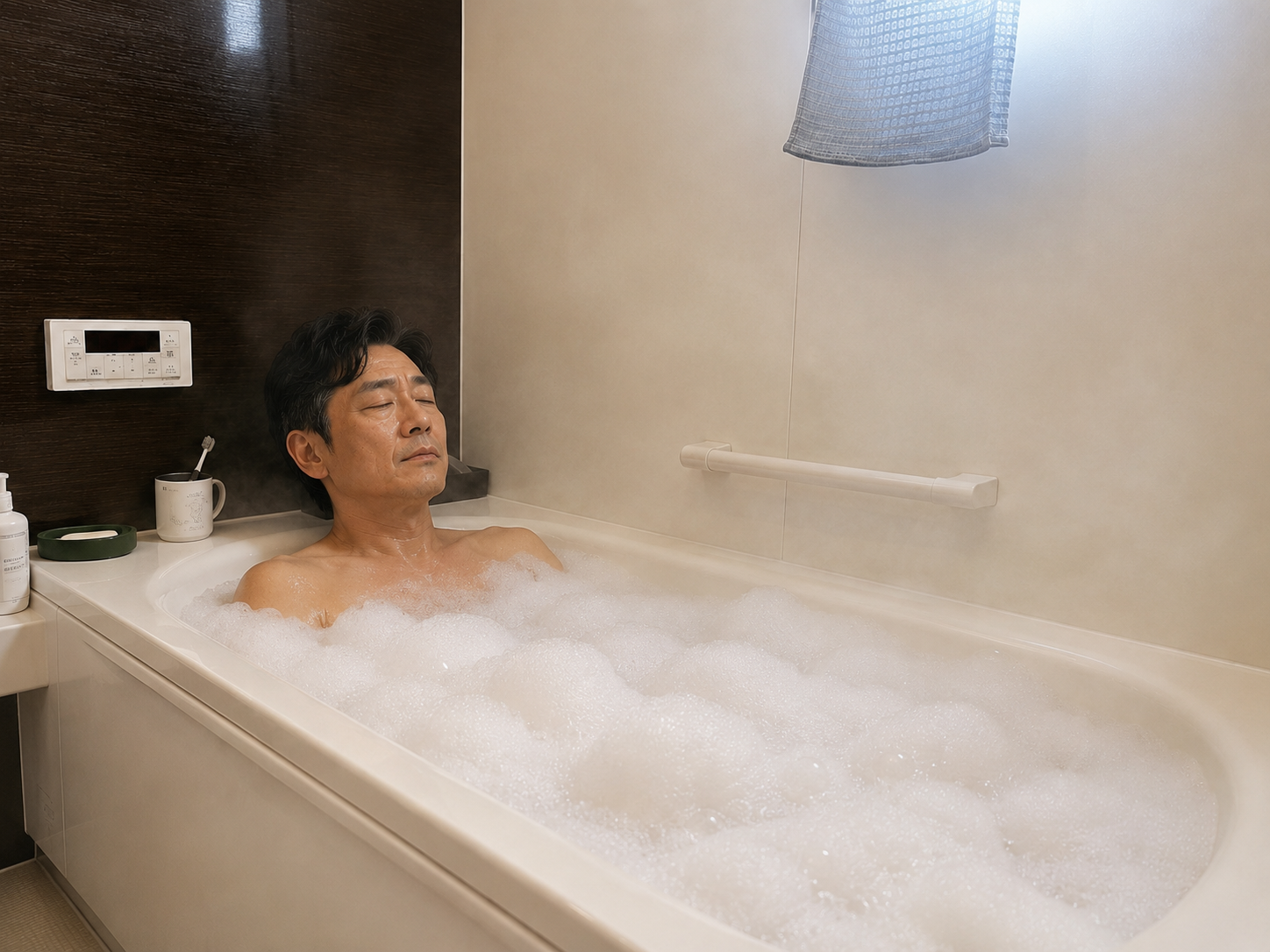 Relaxing in a spacious bathroom