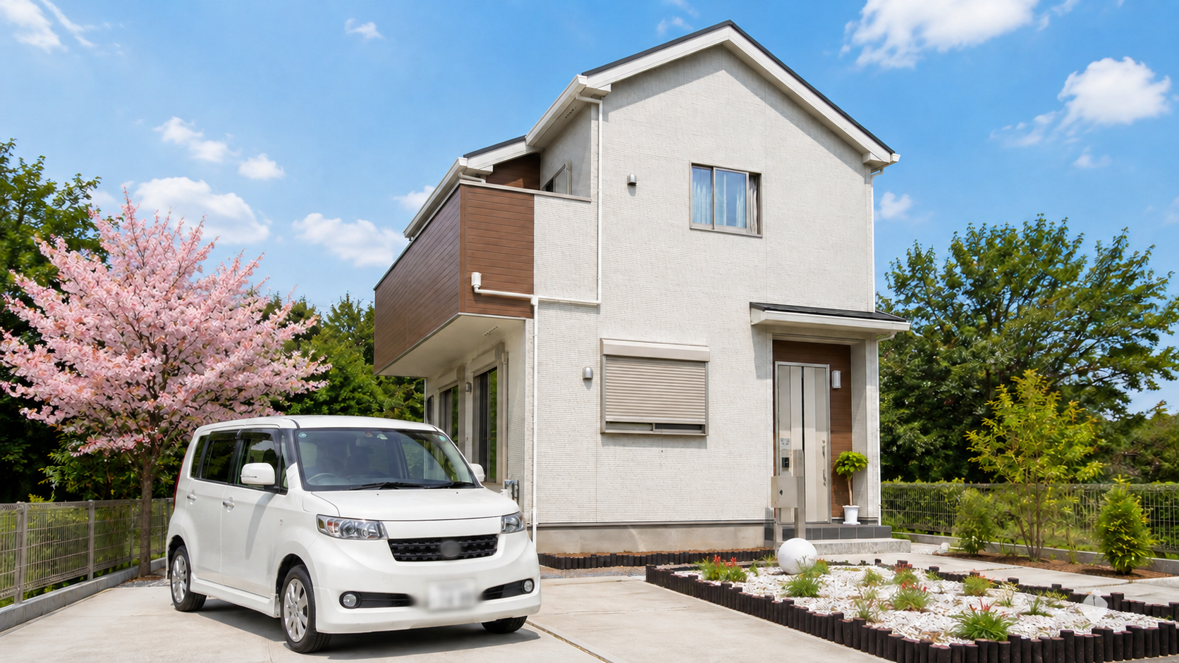 Exterior of the house and parking space