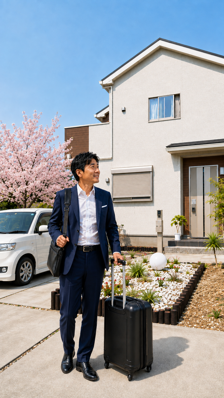 Arriving home lifestyle scene