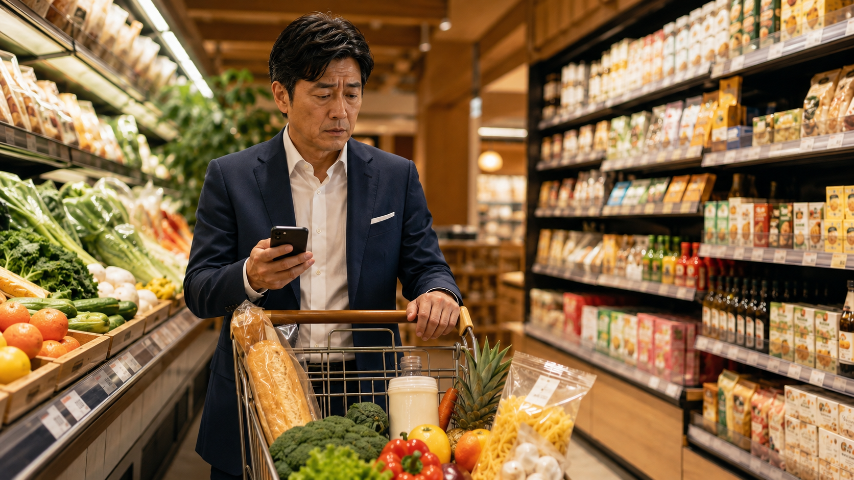 Everyday grocery shopping scene